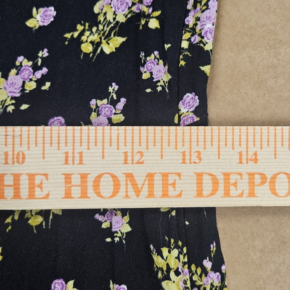 00107 Zara Floral Print Lavender Rose Mini Black Purple Long Sleeve Dress Medium - Picture 14 of 15